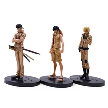 3 PCS/set Anime One Piece DXF Gold Luffy Roronoa Zoro Vinsmoke Sanji PVC Action Figure Doll Collectible Model Toy Christmas Gift new hot 18cm one piece sanji model classic fight frame pvc action figure collection toy for children doll