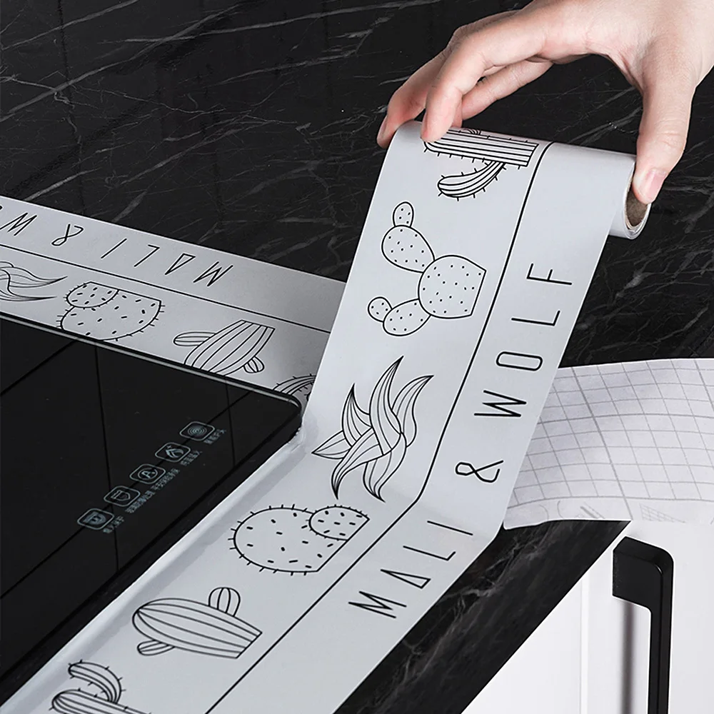

3M Kitchen Decor Oil-proof Aluminum Foil Self Adhesive Stickers Water-resistant Dust-proof Wallpaper DIY Tile Wall Sticker