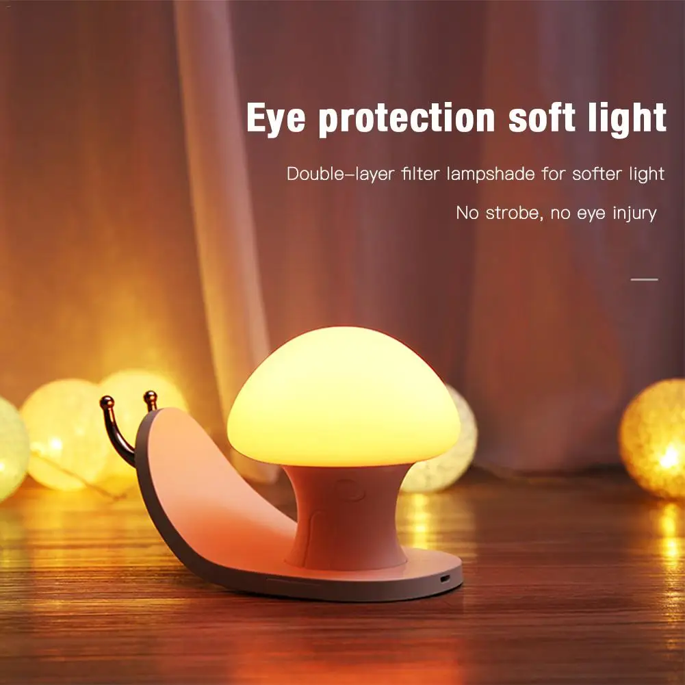 

USB Charged Bedside Lamp Snail Night Lamp Touch Dimmer New Snail Colour Silicone Night Lamp Baby Night Lamp