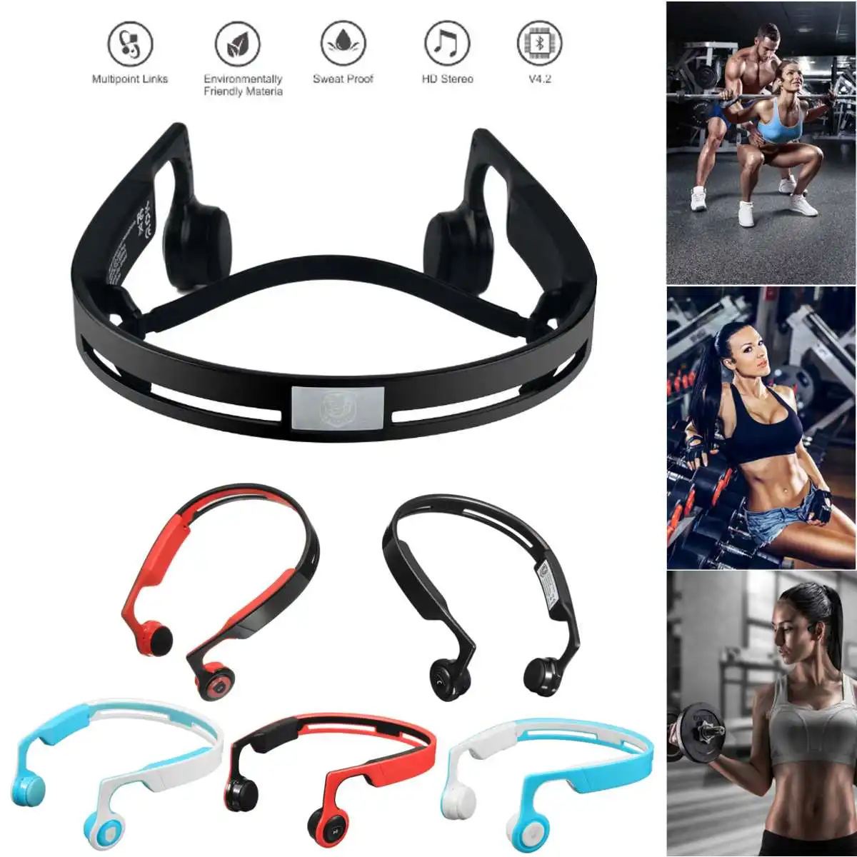 

bluetooth 4.2 Wireless Open Ear Bone Conduction Headphones Earphones Headset For Tablet