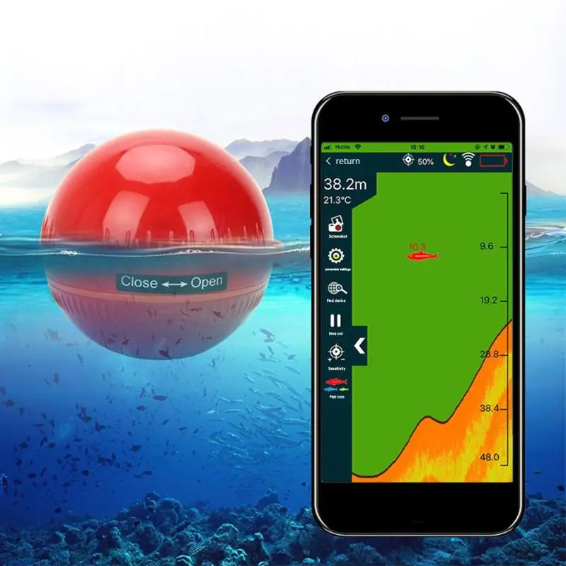 اللاسلكية wifi صياد السمك الذكية Fishfinder سونار أسلم الصيد كشف 48 m تحت الماء الصيد أدوات