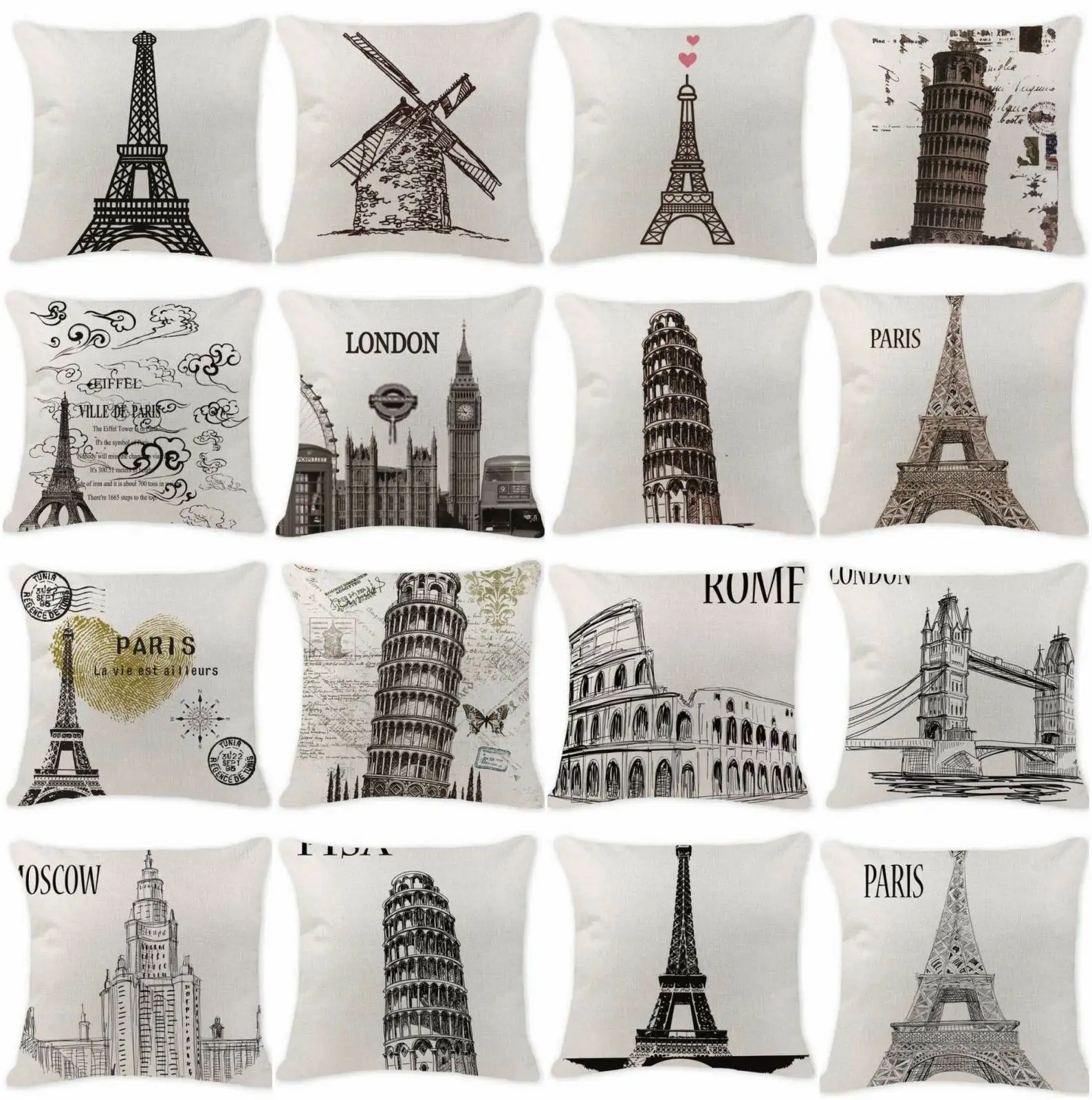 

HGLEGYW Building London Bridge Throw Pillow Case Throw Pillowcase Cotton Linen Printed Pillow Covers Office Home Textile