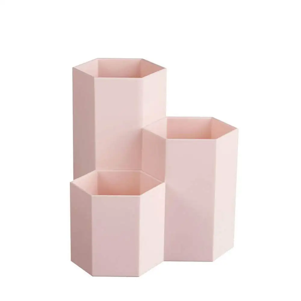 1Pc Novelty Hexagon Pencil Pen Holder Desk Storage Box Organizer