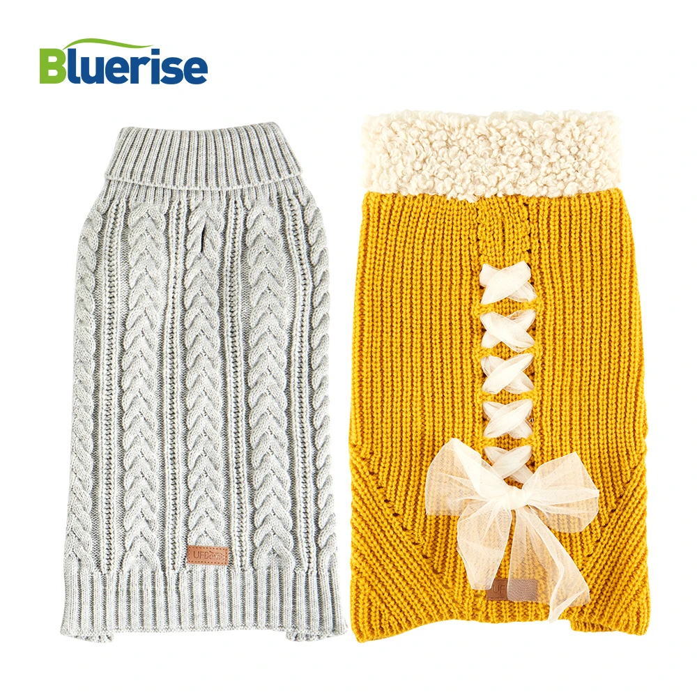 

BLUERISE Fashionable Pets Sweater Yellow Figure Ribbon Sweater For Dogs Cats Grey Striped Cats Sweater Comfortable Coat For Cats