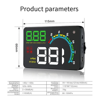

Car HUD Head Up Display 4inch Four-stage Overspeed Alarm with OBD II EUOBD Multiple-Color Bright Speeding Warning System 2018
