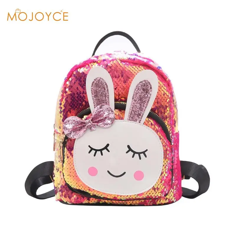 

2019 New Fashion High Quality Children Girls Babbit Bag Faux Leather + Sequins School Bookbag Shoulder School Bags 2019 New
