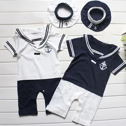 

European Navy Ha Clothes Dress Baby Climb Clothes Newborn Short Sleeve Lin Tai Clothes Suit Baby Lovely
