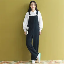 Весна осень для женщин джинсовые штаны хлопок комбинезон дизайн свободные широкие ноги девочек студентов джинсы Корейская мода