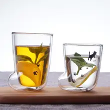 Двухслойная кошачья лапка водяная кружка для молока кофейные стаканы для сока прозрачная чашка новая
