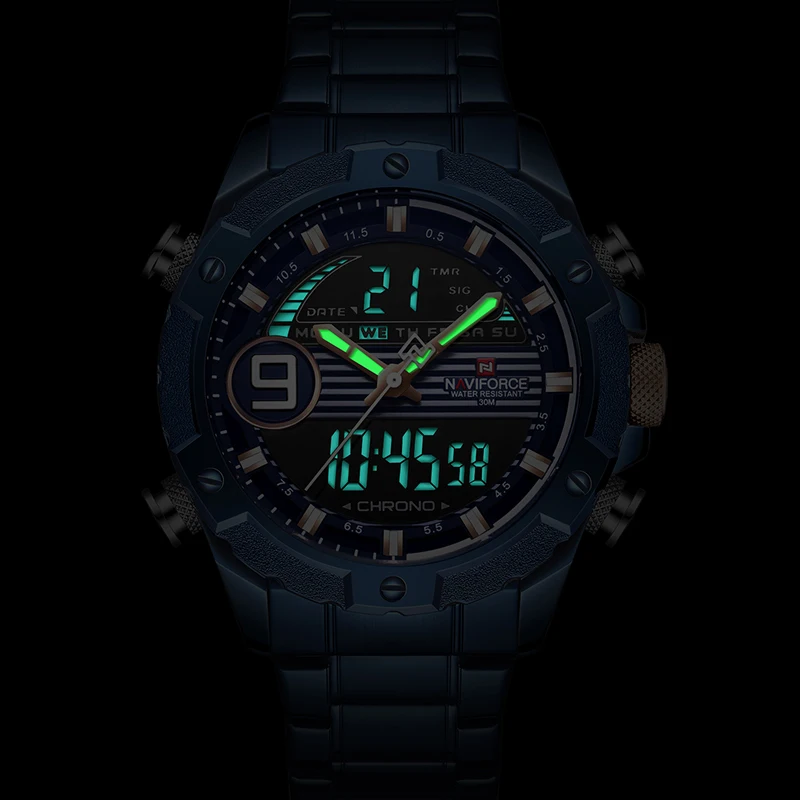 NAVIFORCE для мужчин часы Роскошные спортивные и фирменные светодиодный кварцевые