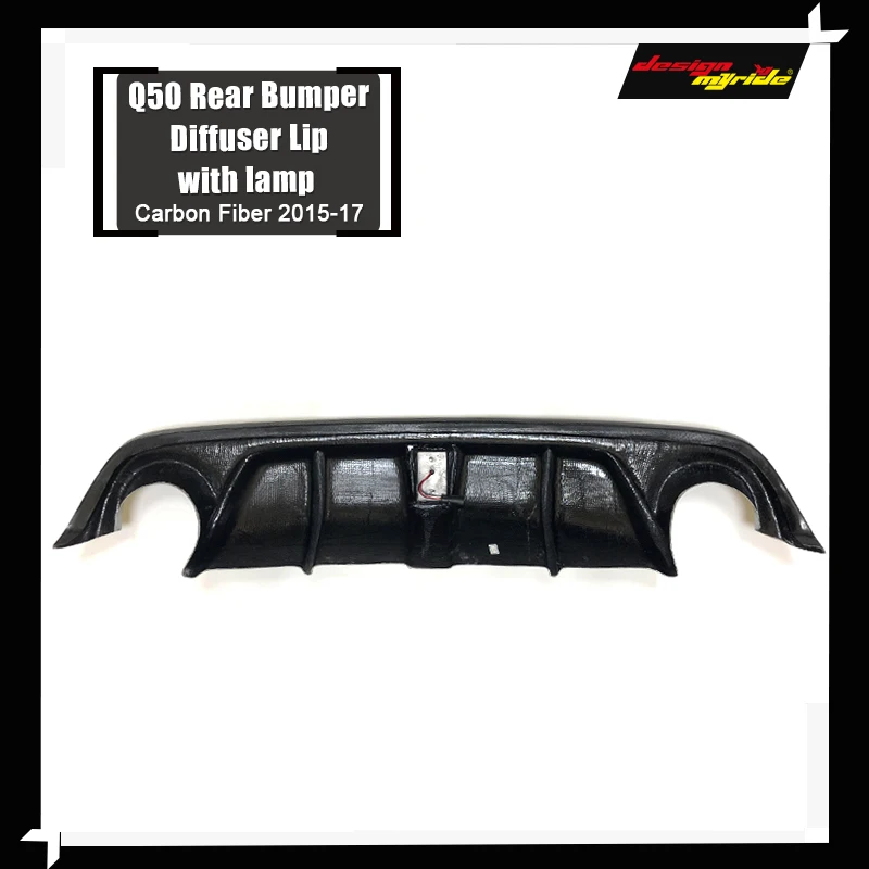 Para Infiniti Q50 fibra de carbono añadir en el difusor de parachoques trasero del coche alerón de labios Q50 Q50S con el difusor de parachoques trasero de la lámpara labio 2015-2017