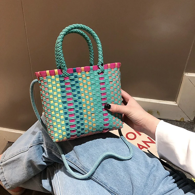 

ABDB-Fashion Summer Beach Bag Color Straw Bag Lady Travel Mobile Handbag Girl Handbag