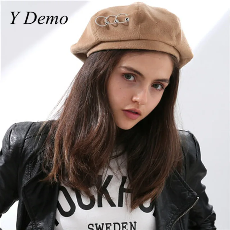 

New Harajuku Ring Cap Hoop Beret Female Painter Hat Fashion Autumn Winter Vintage Women Warm Round Circle Berets