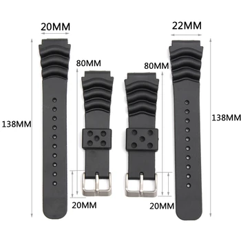 

20mm / 22mm Width Replacement Black Wristband Strap With Spring Bars Tool Black Rubber Watchband For Sport Scuba Diver Watches