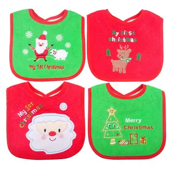

Babys Waterproof Fabric Bibs Embroidered Christmas Toddler Bib Infant Bib Newborn Bib for Holiday Christmas