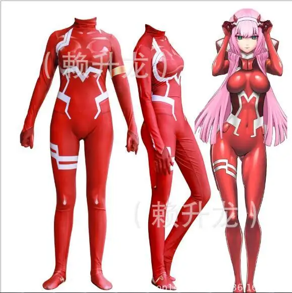 Zero Two Darling в Franxx косплэй костюм 3D печатных лайкра спандекс Zentai Хэллоуинский Облегающий комбинезон