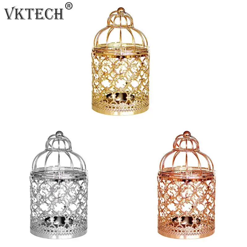 

Hollow Hanging Bird Cage Candle Holder Candlestick Lantern Iron Vintage Wedding Home Decor