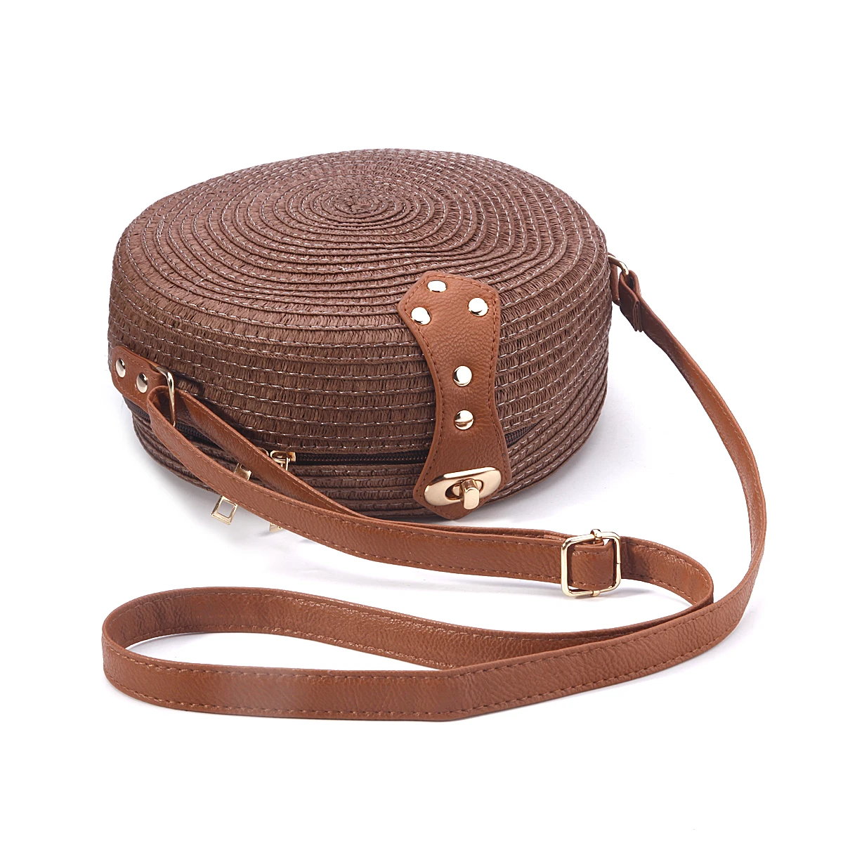 

2019 Fashion Beach Straw Woven Bags Rattan Shoulder Bag Round Handbag