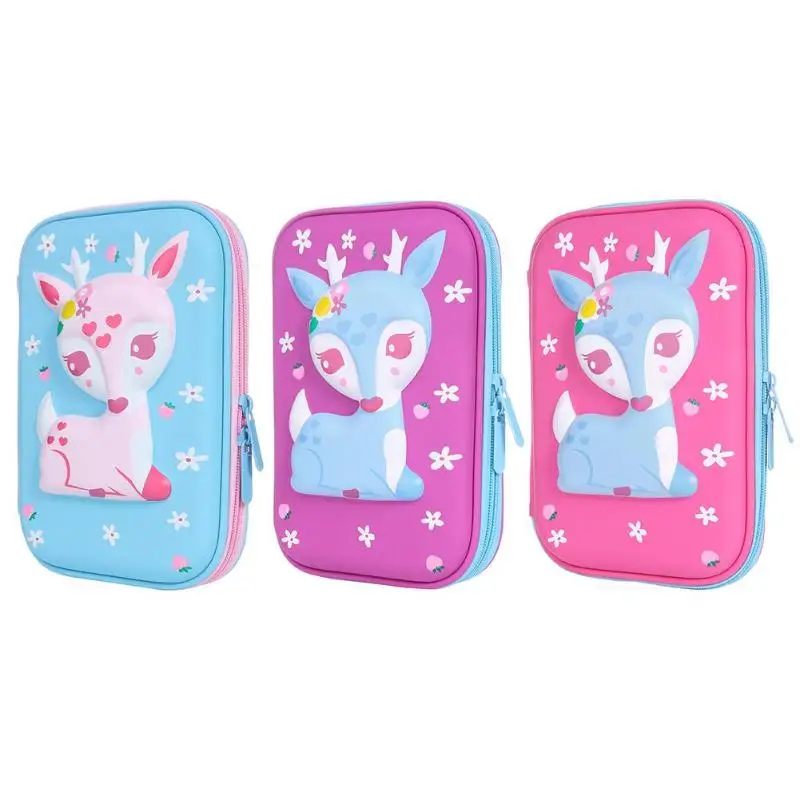 

Cute Cartoon Deer Kids Pencil Bag Large Capacity EVA Students Pencilcase