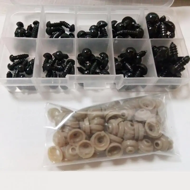 100 шт 6-12 мм черные пластиковые защитные глаза для Мишки Тедди мягкая игрушка кукла-животное амигуруми DIY аксессуары