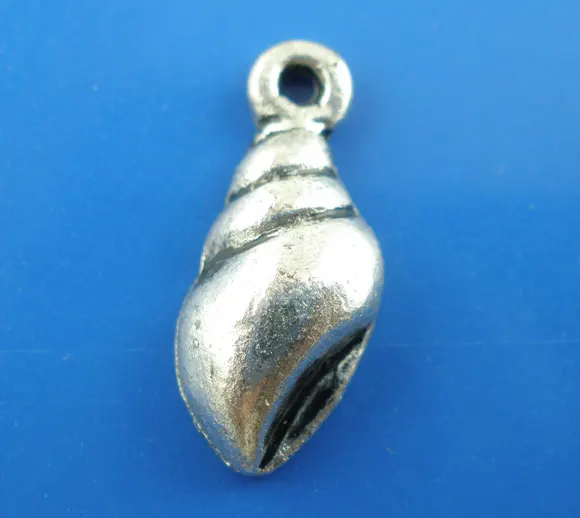 Lovely 50PCs Silver Color Whelk Charms Pendants Findings 15x6mm (B03217) | Украшения и аксессуары