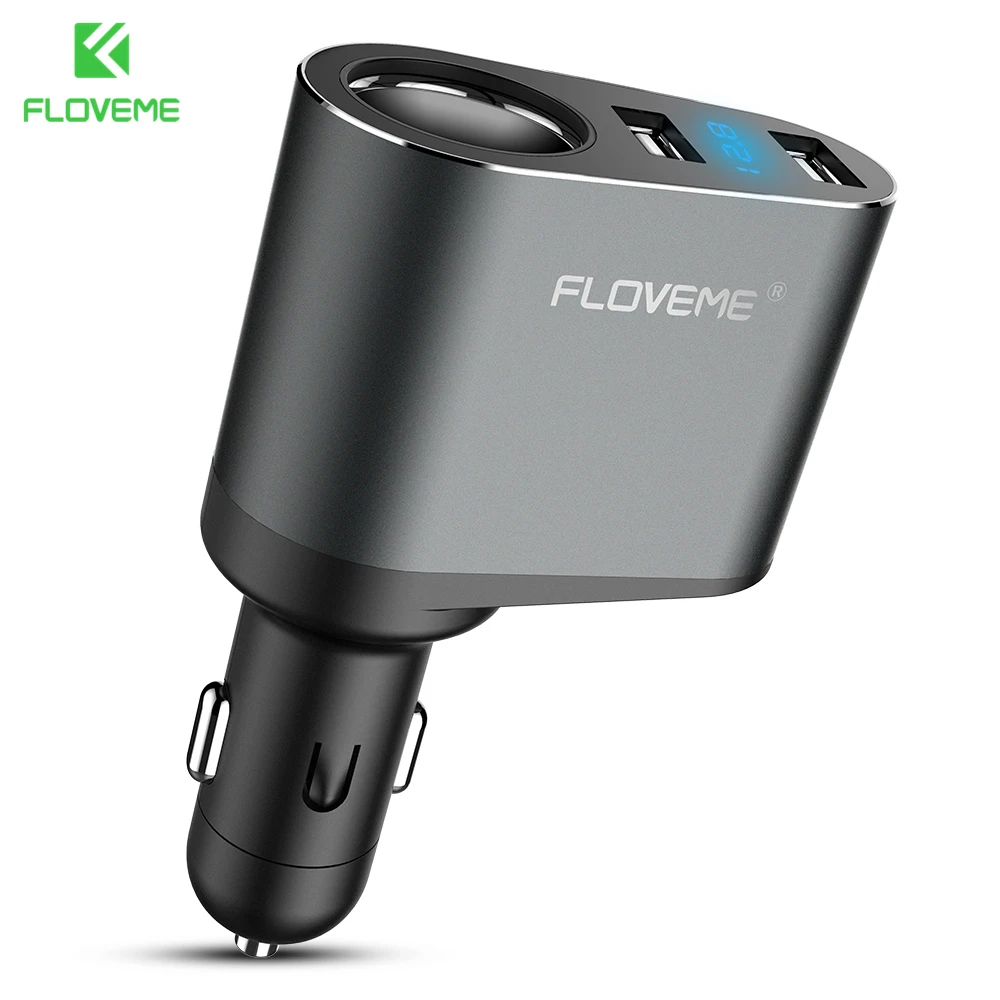 FLOVEME Universal Dual USB Car Charger For iPhone 7 8 with LED Cigarette Lighter Mobile Phone Adapter Xiaomi | Мобильные телефоны и