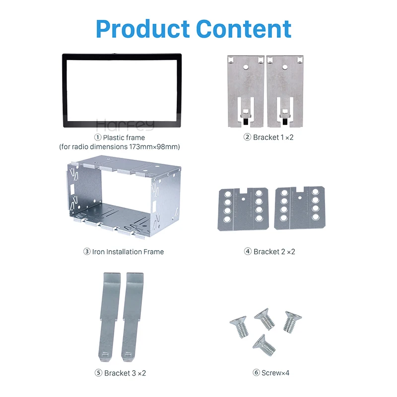 Harfey Универсальный 2 Din Автомобильный Радио фасции установочный комплект стерео рама панель Dash Комплект Горячая Распродажа Серебряный OEM стиль отделка комплект
