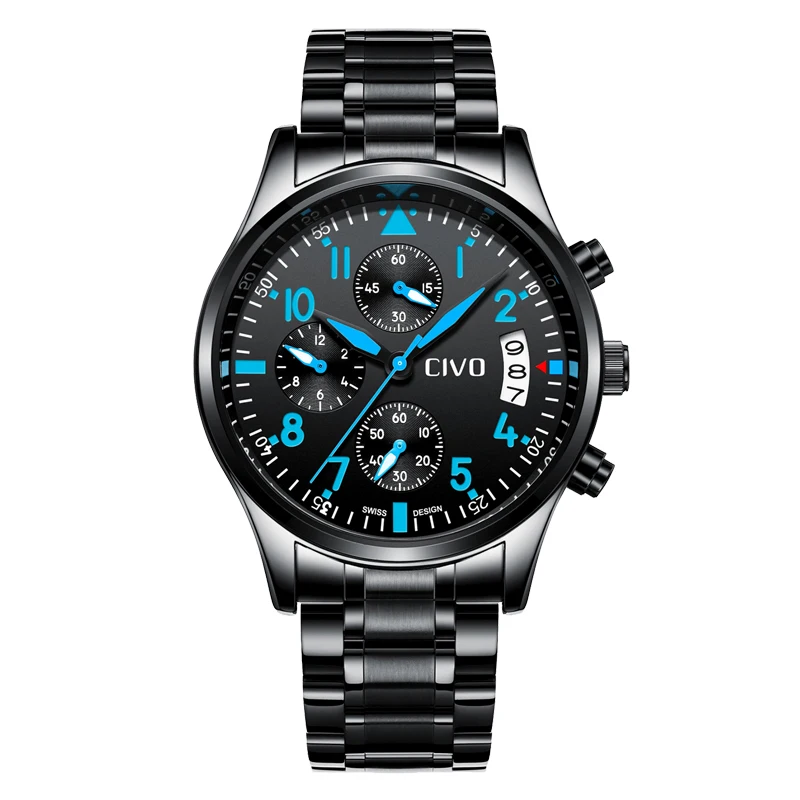 

CIVO Men's Watch Top Brand Luxury Quartz Business Watch Men Sports Waterproof Chronograph Watch Date Calendar Relogio Masculino