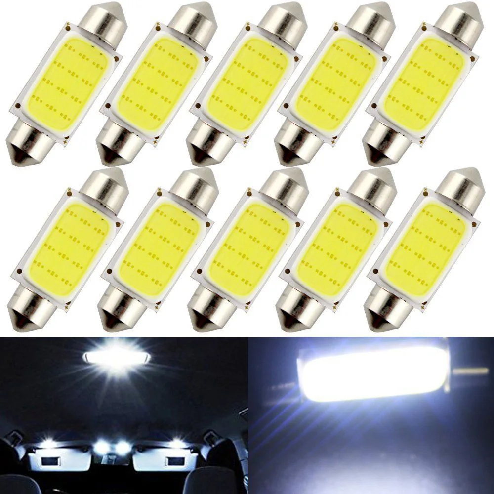 

10x Festoon 41mm 12V C5W Car COB LED Light Reading Dome Map bulb Xenon White new