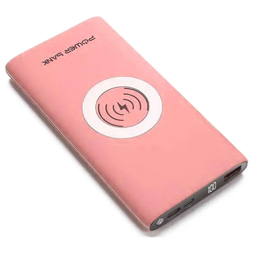 Портативный ультра тонкий 10000 mAh смартфоны беспроводной быстрой зарядки 5 V 1A 2.1A 65%