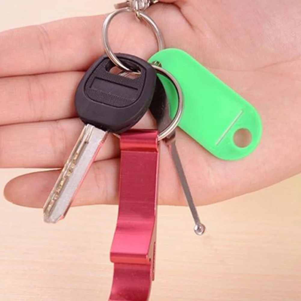 1 PC Portable 4 in 1 Bottle Opener Key Chain Keyrings Creative Metal Beer Opener Key Ring Keychain Women Men Unique Gift Jewelry