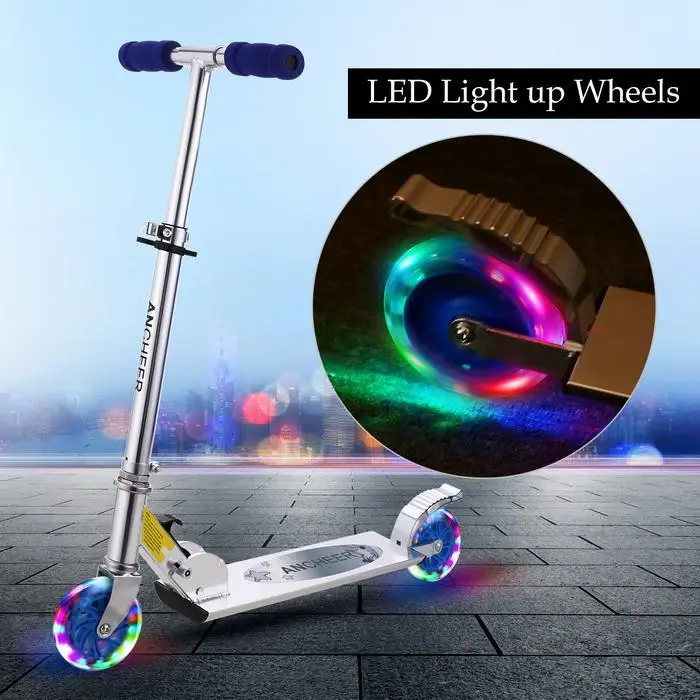 

New Kick Scooter Foldable Adjustable Height 2-Wheel Kick Scooter with LED Light Up Wheels kids Kick Scooter