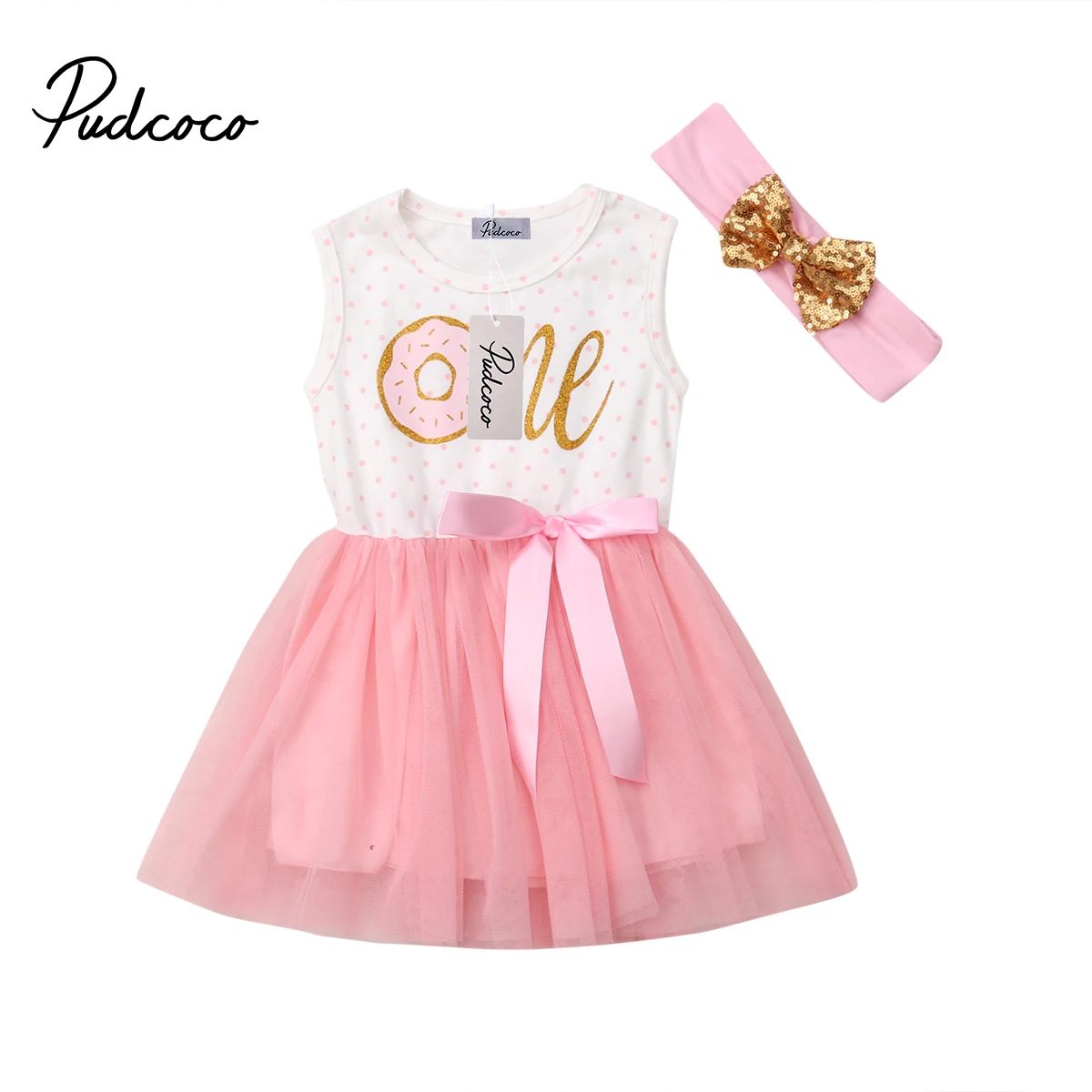 

Dress for Toddler Kids Baby Girl Donut Tulle Tutu Princess Party Pageant Birthday Dresses +Headwear