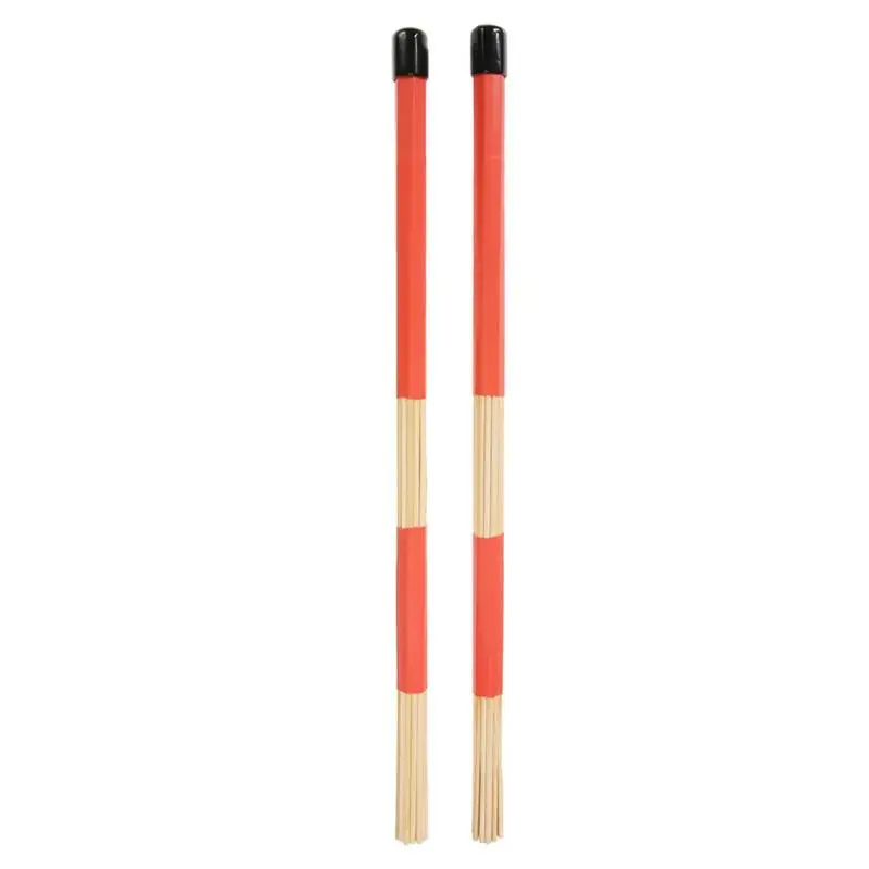 

1 Pair Professional Bamboo Country Jazz Ballad Percussion Drum Brushes Bundle Drum Sticks with Rubber Handle 40.5cm Red Color