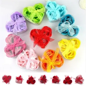 

Scented Rose Flower Petal Bath Body Soap Set Wedding Party Valentines Day Gift