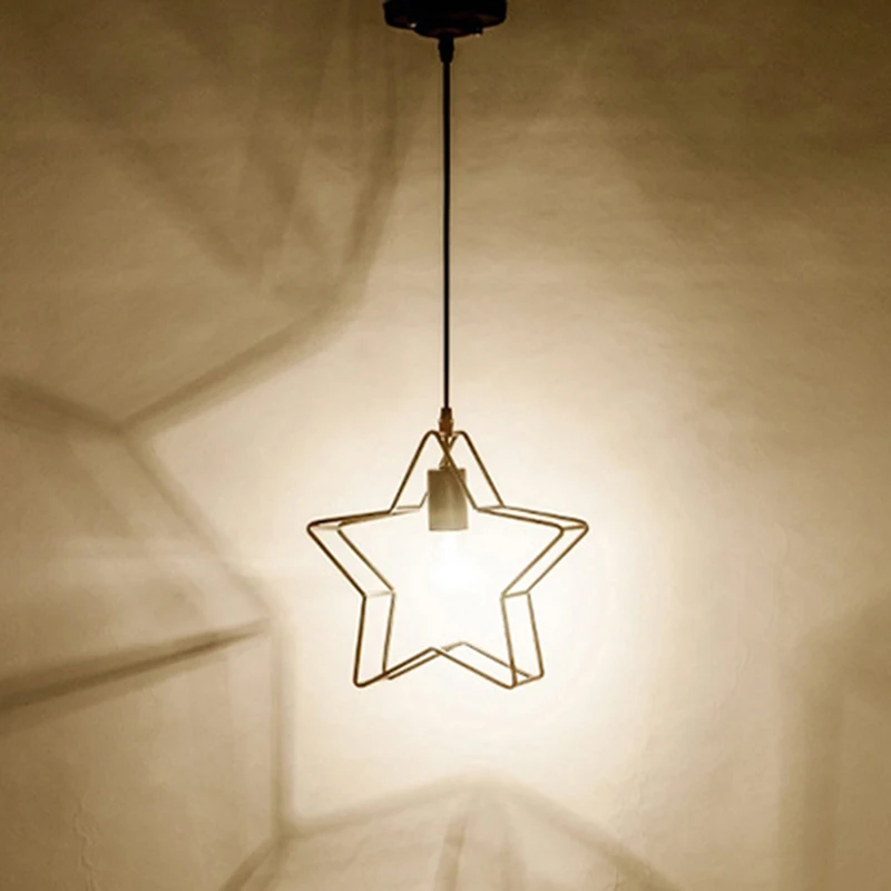 Металлический абажур Творческий Звезда металлической клетке стиль дизайнер потолок плафон для лампы кулон Декор