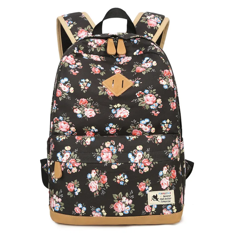 

2019 Women Canvas Backpack Designer Female Floral Print Bookbag Backpacks for Teenage Girls School Bag Laptop Travel Rucksacks