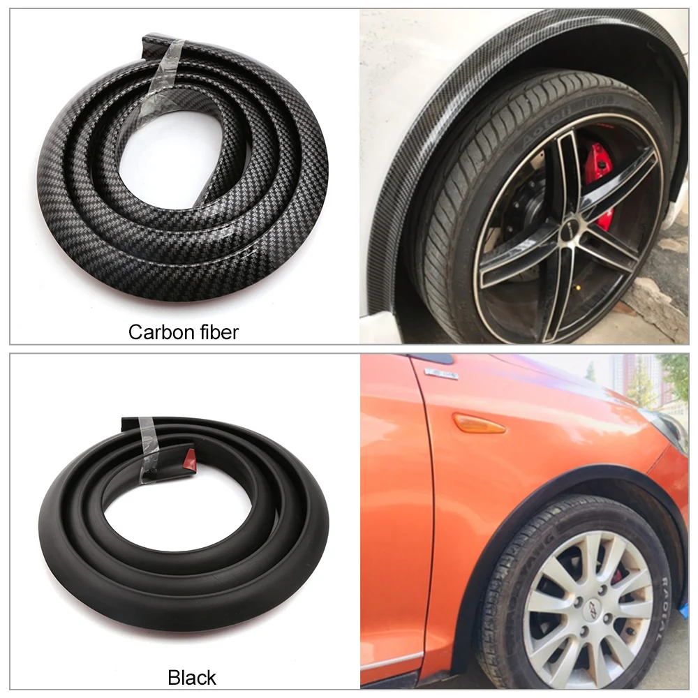 

2PCs 1.5m Universal Car Wheel Eyebrow Arch Trim Lips Strip Fender Flare Extension Moulding Protector Carbon Fiber