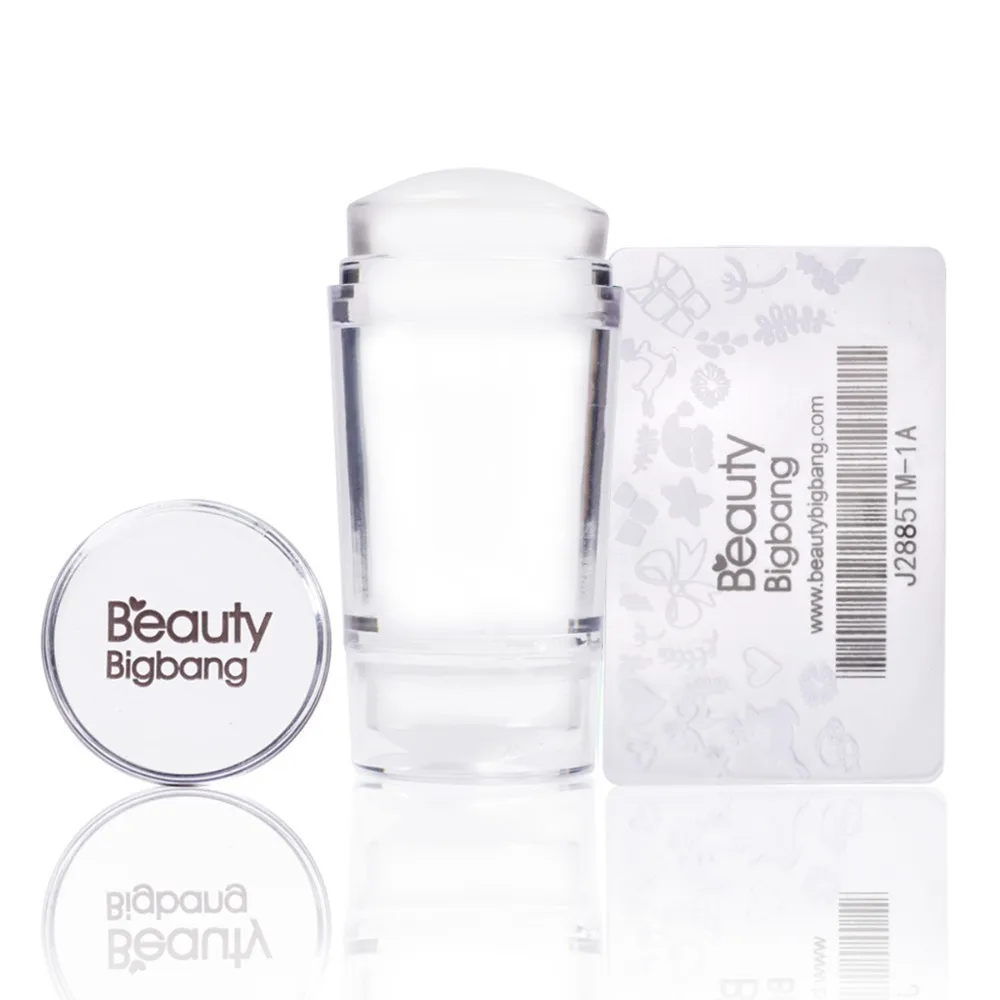 BeautyBigBang 1 комплект пластиковый силикон двойная головка штамп для ногтей + скребок