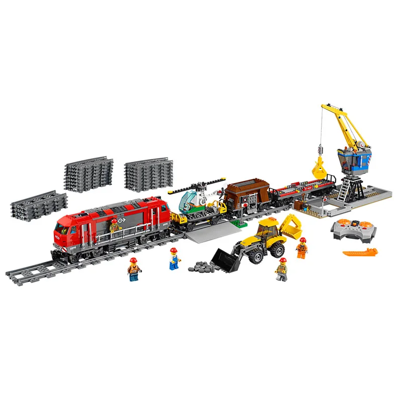 

1033pcs Heavy-haul Train Model Powerful Freight Infrared Remote Control Compatible Legoing 60098 02009 Block Bricks Toy