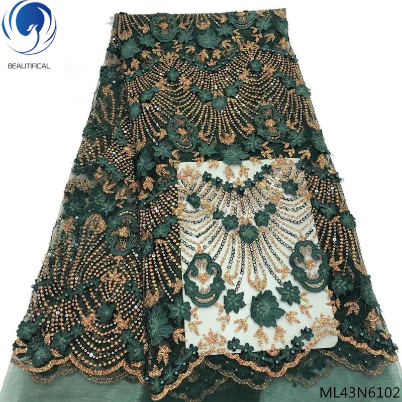 

Beautifical french lace fabrics with sequins 2019 high quality lace dress shiny laces fabric for women 5yards/lot ML43N61