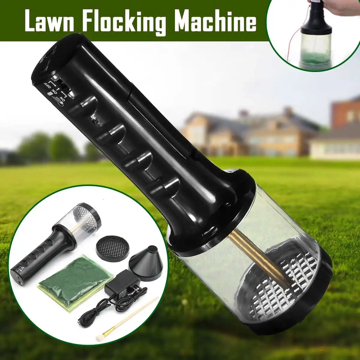  Static Grass Flocking Applicator Portable Flocking Machine O HO N Scale Model Miniature Scenery Pla