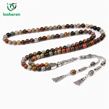 

LOSHEREN Tasbih Crystal With Agates Tassel Popular Style Crystal Black Color Prayer Beads 99 beads Stone Rosary