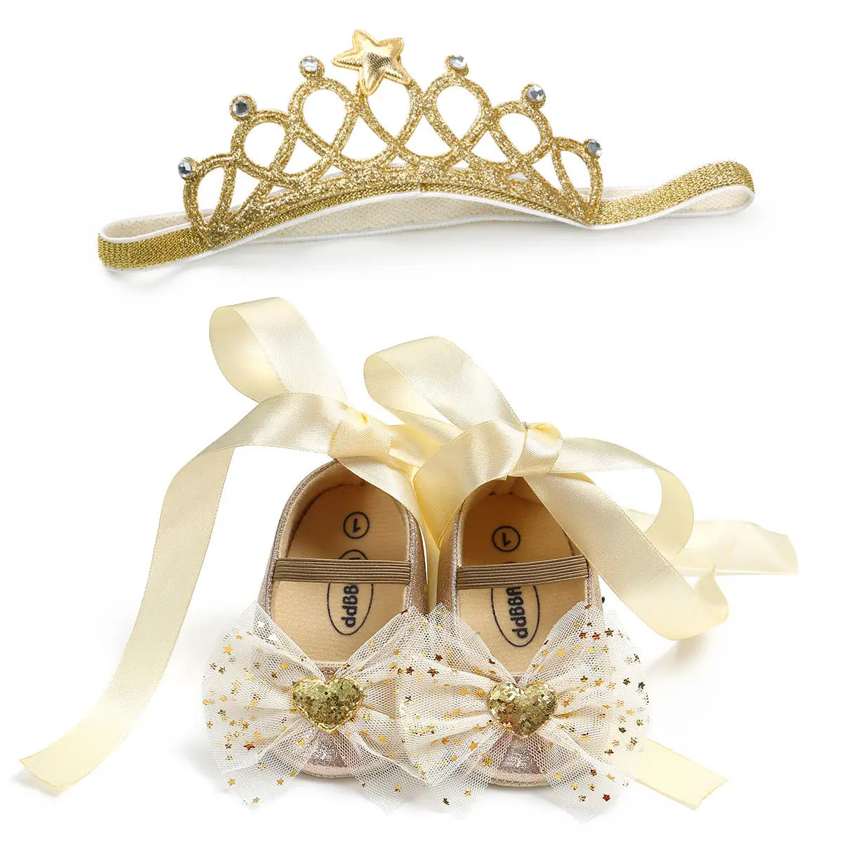 

Emmababy Baby Girl Canvas Bowknot Sequins 2018 Casual Anti-Slip Sneaker Soft Sole Crib Shoes+Headband Princess Shoes