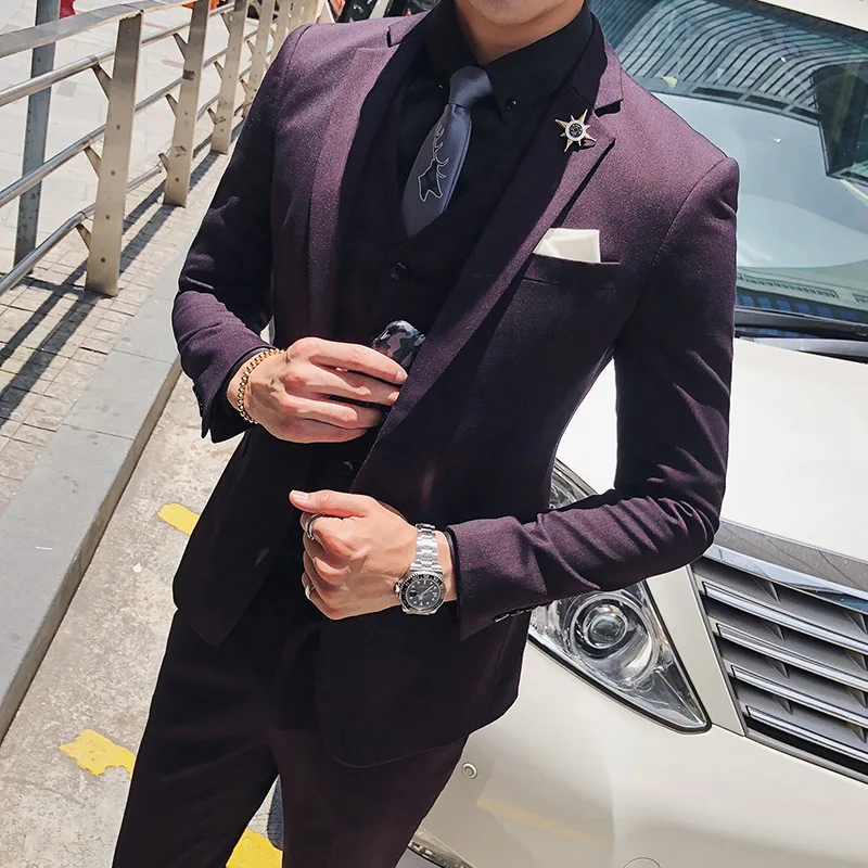 

Luxury men's casual suit Men Wedding Suit Male Blazers Slim Fit Suits For Men Costume Business Formal Party (Jacket+vest pant)