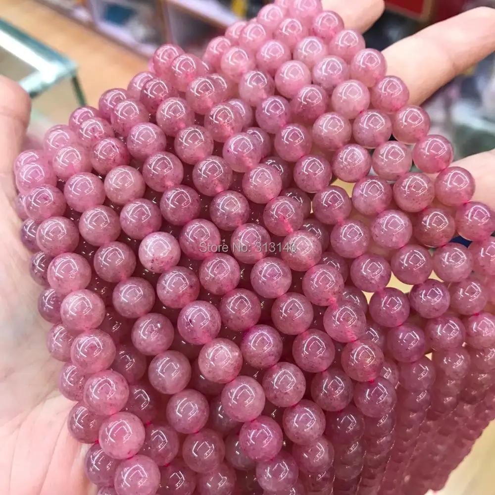 Натуральный круглый кристалл из клубничного кварца незакрепленные бусины