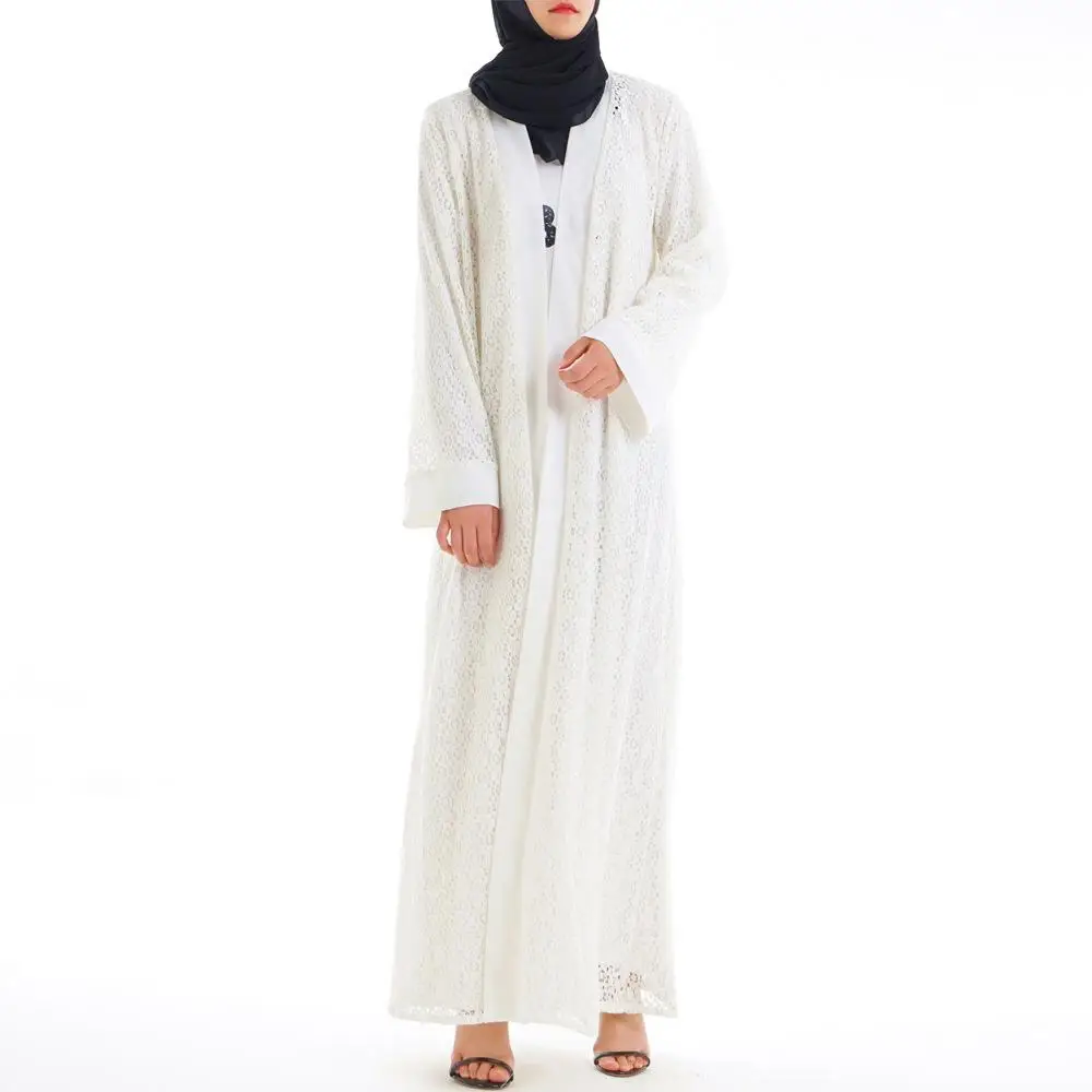 2019 Весна abaya женский кружевной Макси открытый кардиган мусульманский ислам Дубай