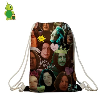 

Magical Hogwarts Severus Snape Printing Drawstring Bag Women Men Travel Softback Boys Girls Storage Shopping Bag