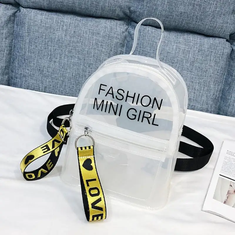 Cute Mini Transparent Women Backpacks PVC Clear Teenager Girls Zipper