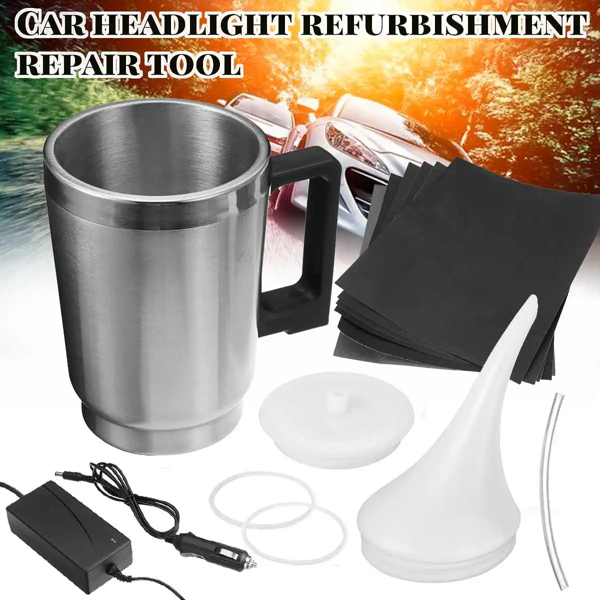 2 أنماط غطاء سيارة العلوي تجديد كهربائيا صغار كأس كشافات إصلاح السائل إصلاح أداة